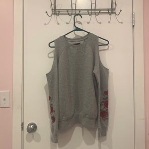 Gray, sloulderless, long sleeve shirt from Streetwear Society(SWS)